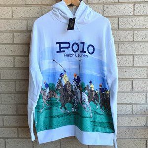 Polo Ralph Lauren White Rugby Pony Fleece Hoodie